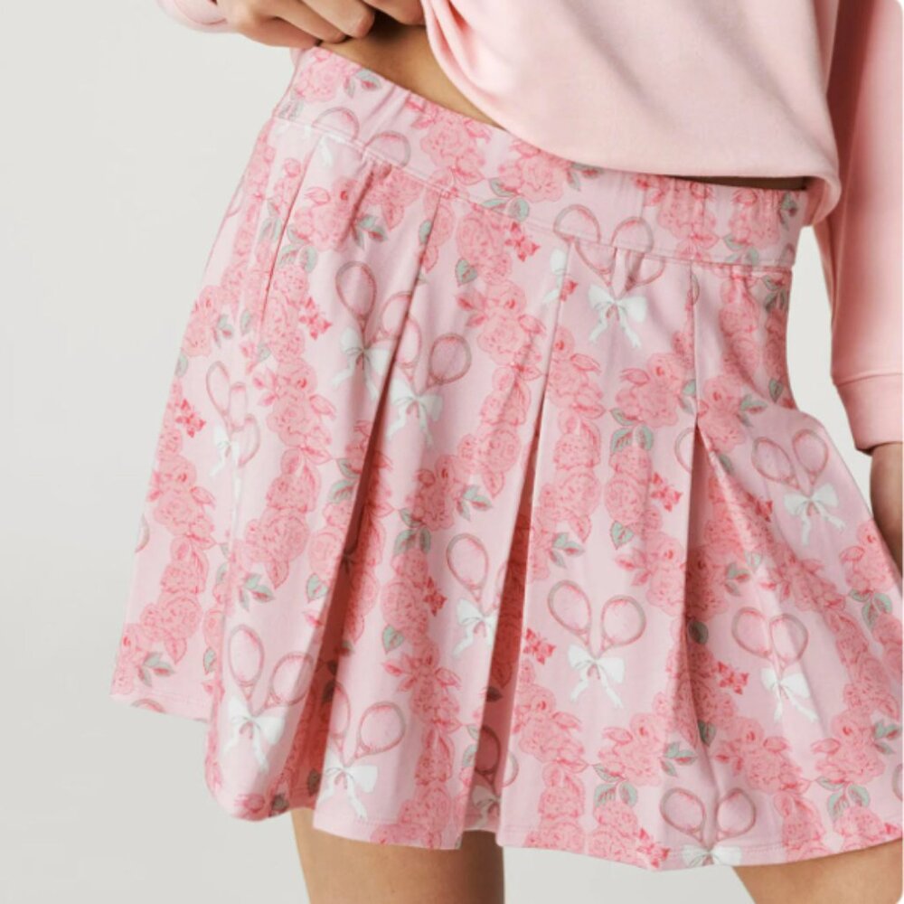 French Terry Pleated Skort and Varsity Tee Set | Posh Peanut